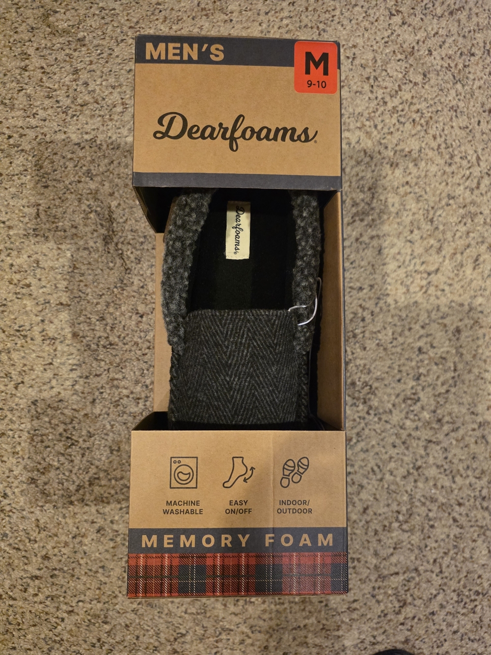 Dearfoams Men's Black Memory Foam Slippers